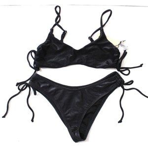 Dippin Daisys RisK Cheeky Black Textured Bikini Set